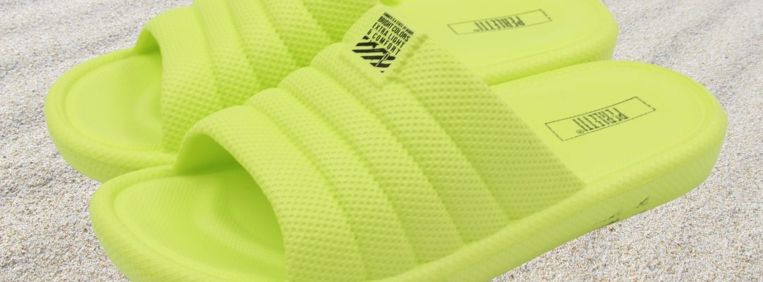 Papuci de damă, verde neon, ultra confortabili, Perletti